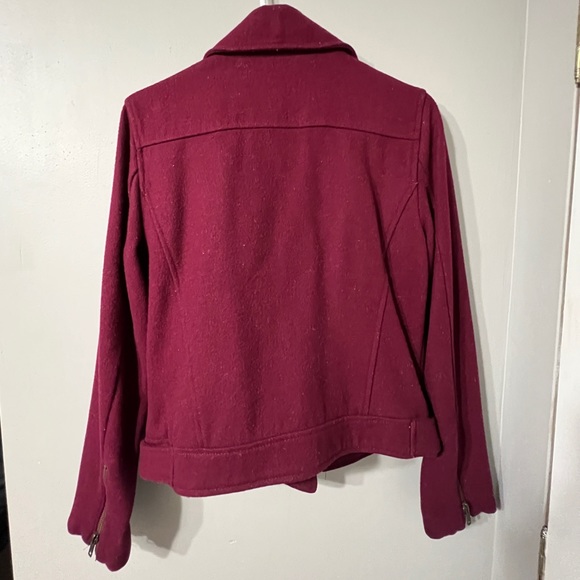 Aritzia / Talula wool moto jacket in cranberry red - Picture 3 of 8